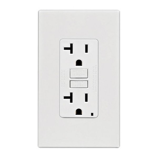 Ezgeneration GFNT2-0PW 20 amp 125 V Screwless Wall Plate GFCI Receptacle  White EZ151108